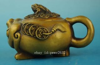 china copper Hand Made statue Toads and Sycee antique teapot /daming mark d02 3