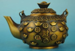 China Copper Hand Made Statue Sycee Antique Teapot /qianlong Mark D02