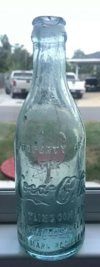 Rare Tuscaloosa Alabama Ala Ice Blue Midscript Coca Cola Straight Side Bottle