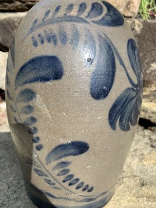 Western PA Cobalt Freehand Decorated Flower stoneware jug 3