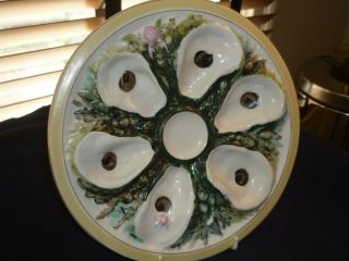 Antique Union Porcelain (upw) With Applied Nautical Creatures Oyster Plate