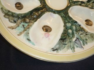 ANTIQUE UNION PORCELAIN (UPW) WITH APPLIED NAUTICAL CREATURES OYSTER PLATE 2