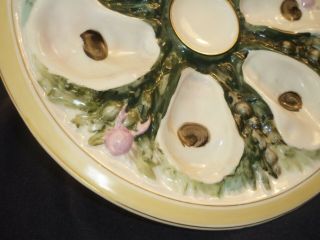ANTIQUE UNION PORCELAIN (UPW) WITH APPLIED NAUTICAL CREATURES OYSTER PLATE 3