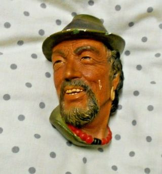 1955 Bossons England Gypsy Chalkware Head Sculpture Wall Plaque