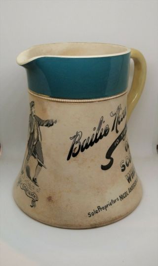 Antique Bailie Nicol Jarvie Whiskey Water Jug Mid 1800`s - Early 1900`s.  Rare