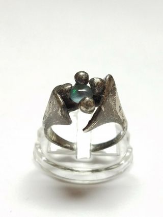 Vintage Modernist Gerald Stinn Sterling Silver Opal Calla Lily Flower Ring Sz 7