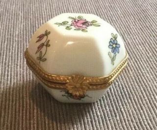 Vintage Collectible Hand Painted Tiffany & Co Limoges France Trinket Box Hexagon