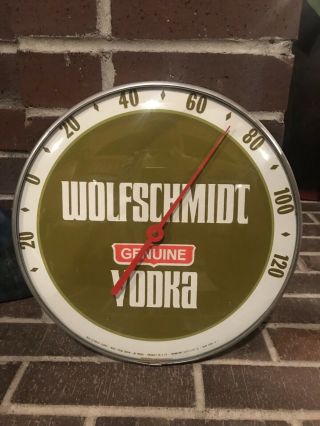 Vintage Wolfschmidt Vodka Advertising Thermometer Sign -