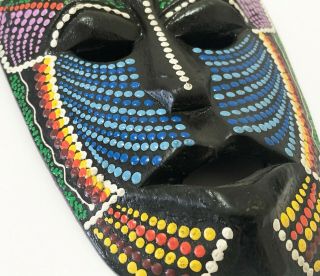 Vintage African Tribal Aboriginal wooden hand carved Mask Dot Art handmade decor 3