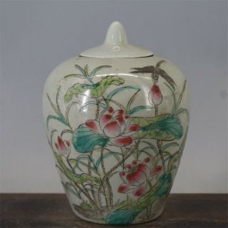 Chinese Ancient Antique Hand Make Pastel Lotus Pot Porcelain Decoration D3