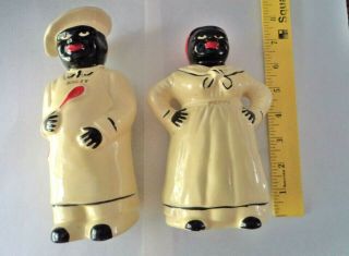 Vintage Black Americana Salty And Peppy Yellow Salt Pepper Shakers7.  5 Inches,