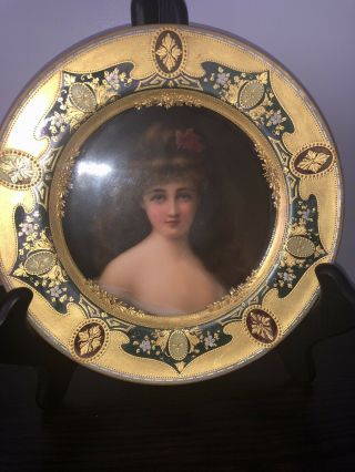 Antique Royal Vienna Porcelain Portrait Plate Signed Circa 1900 2