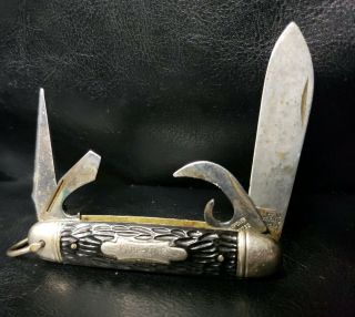 Vintage Rare Kamp King Imperial Usa Multi - Tool Pocket Knife 4 Tools Crown Camp