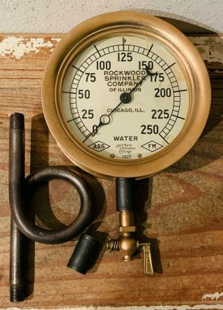Dated 1927: Large 6 " All Brass Vintage Pressure Gauge,  Antique,  Steampunk