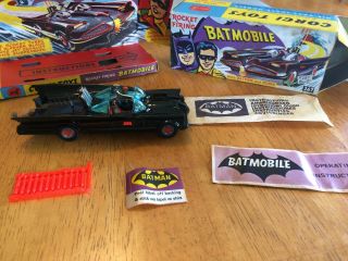 Vintage Corgi Toys 267 Batmobile W/box,  Red Rockets,  Paperwork.  Ver Good Condi