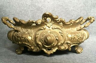 Heavy Antique French Flower Pot Planter Brass Early 1900 