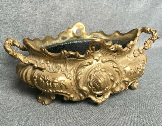 Heavy antique french flower pot planter brass early 1900 ' s Louis XV style 2
