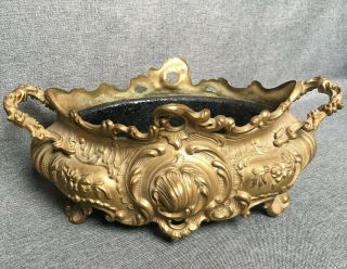 Heavy antique french flower pot planter brass early 1900 ' s Louis XV style 3