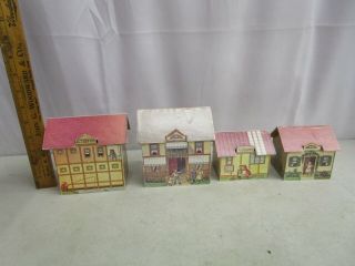 Vintage/antique Mcloughlin Cardboard Playset The Pretty Village (4 Structures)
