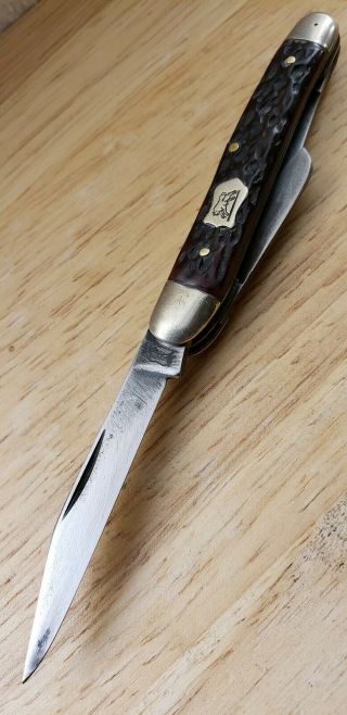 Vintage Schmidt & Ziegler 4033 Jigged Bone Stockman Pocket Knife/ Germany