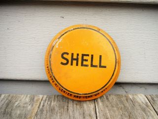 Vintage Shell Motor Oil Barrel Cap Shell Oil Sign Can Collectible