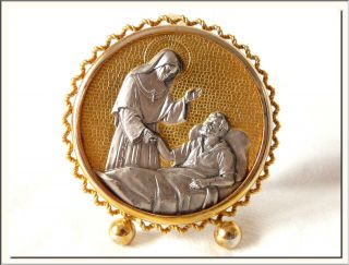 VINTAGE 1950 ' s FRENCH SAINT THERESE OF LISIEUX MEDAL PLAQUE VISIT MY STORE 2