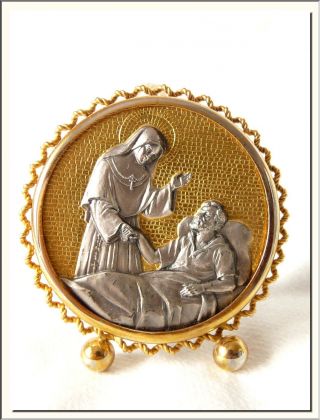 VINTAGE 1950 ' s FRENCH SAINT THERESE OF LISIEUX MEDAL PLAQUE VISIT MY STORE 3