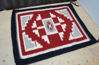 Vtg Ganado Navajo 22x18” Rug Native American Indian Blanket White Red Textile