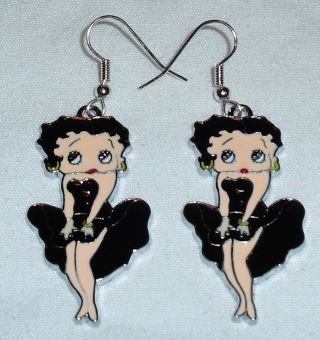 Betty Boop Black Earrings Marilyn Pose Handcrafted Within The Usa