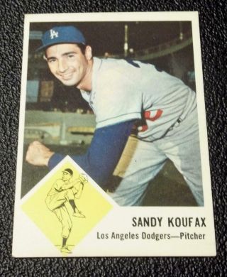 1963 Fleer Sandy Koufax 42 Vintage Baseball Card Los Angeles Dodgers