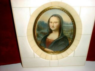 Antique French Miniature Porcelain Portrait Mona Lisa Sgn;