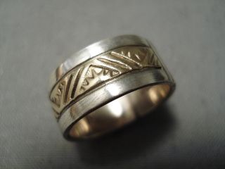 Fantastic Vintage Navajo Sterling Silver & 14k Gold Ring Old Native American