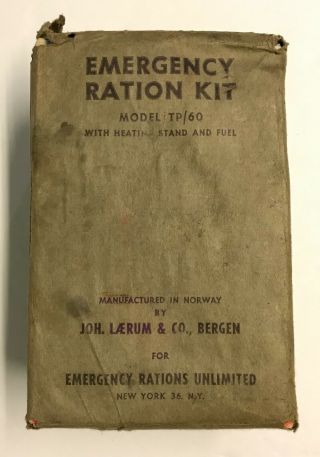 Vintage 1960 Dated Emergency Food Ration Kit,  Model Tp/60,