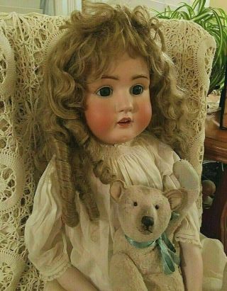 Huge 32 " Antique Kestner 154 Dep German Bisque Shouldhead Head Doll Lovely Girl