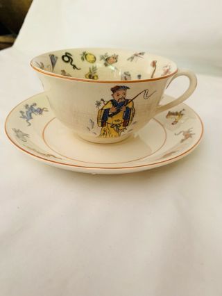 Canonsburg 1929 Genevieve Wimsatt Tea Leaf Gypsy Fortune Telling Cup Saucer Rare