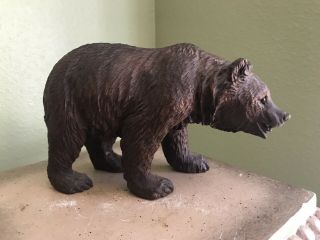 Antique Black Forest Carved Wood Bear Figure Glass Eyes 8” Long