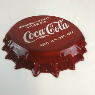Coca - Cola Bottle Cap Embossed Red Die Cut Tin Advertising Sign 18 " X16 " X1 "