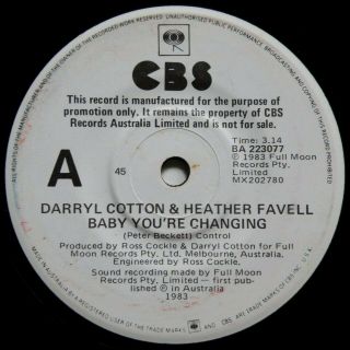 Rare Promo Darryl Cotton & Heather Favell - Baby You 