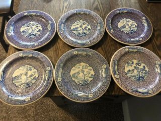 Set Of (6) Uriarte Puebla Mexico Talavera Pottery 8” Plates Dishes