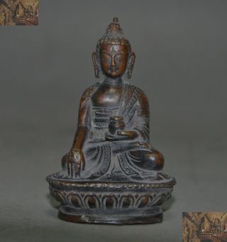 Old Tibetan Buddhism Bronze Medicine Buddha Sakyamuni Shakyamuni Buddha Statue