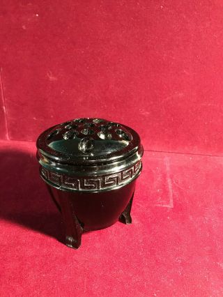 Vintage Black Amethyst Glass Flower Frog Vase