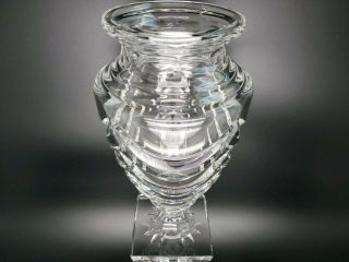 Huge Vintage 12 " Val St Lambert Heavy Lead Crystal Vase Garland Coupe Pau Signed