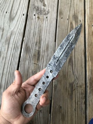 Double Edge Hand Forged Damascus Steel Boot Dagger Blank Blade Knife