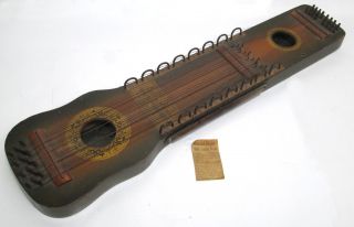 Vintage Unusual Ukelin 16 Stringed Wood Bowed Psaltery Ukulele Instrument 28 "