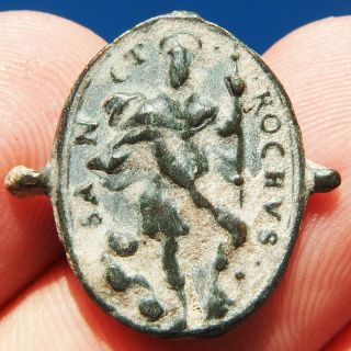 Rare St Sebastian Martyr Medal Antique 17th Century St Roch Pendant Found