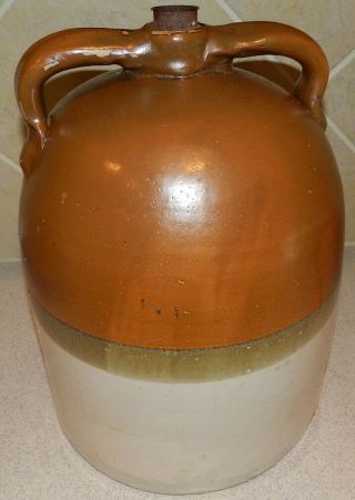 RARE Antique Large Stoneware 2 Handle 5 - Gallon Whiskey Liquor Crock Jug 2