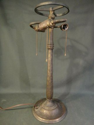 Antique 3 Socket Tiffany Studios Table Lamp Base - No Shade 2