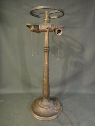 Antique 3 Socket Tiffany Studios Table Lamp Base - No Shade 3