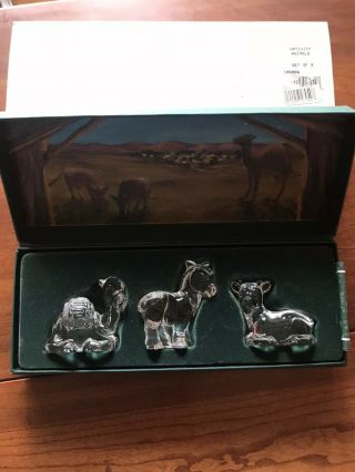 Vintage Marquis Waterford Crystal " The Nativity Animals " In Green Box In Sleeve