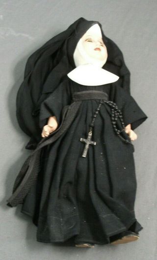 Antique Nun Doll - 4 Joints - Full Habit - 15 On Back Neck - 15 " Tall - Em